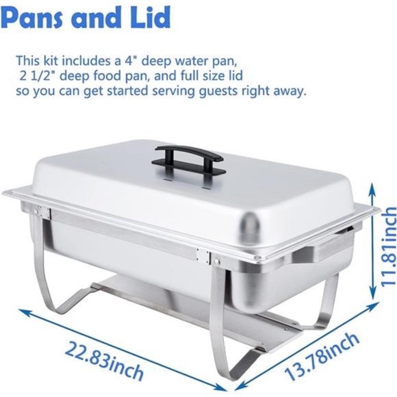 8QT Chafing Dish Buffet Set -Buffet Servers and Warmers with Full Size Steam Pan - Picture 2 of 5
